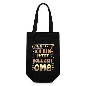 RENTNERIN? ICH BIN JETZT VOLLZEIT OMA Lustiges - Geschenkbeutel für Flaschen - Schwarz - Vorne