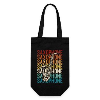 Saxophone Retro Vintage Saxophone - Geschenkbeutel für Flaschen - Schwarz - Vorne