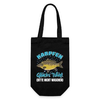 KARPFEN GLÜCKSSHIRT BITTE NICHT WASCHEN Angeln - Geschenkbeutel für Flaschen - Schwarz - Vorne