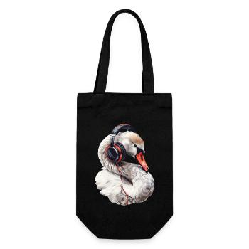 Schwan - Geschenkbeutel für Flaschen - Schwarz - Vorne