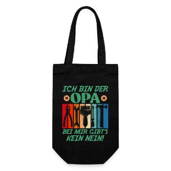 Großvater BIN DER OPA BEI MIR GIBT'S KEIN NEIN - Geschenkbeutel für Flaschen - Schwarz - Vorne