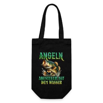 ANGELN ABENTEUER AUF DEM WASSER Lustiges - Geschenkbeutel für Flaschen - Schwarz - Vorne
