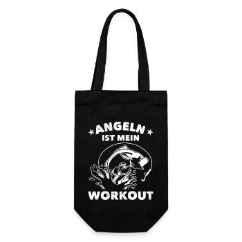ANGELN IST MEIN WORKOUT Lustiges Angler Outfit - Geschenkbeutel für Flaschen - Schwarz - Vorne