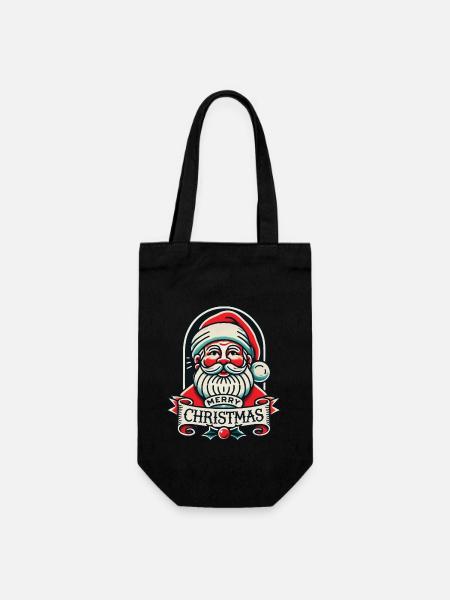 Tattoo Stil Weihnachten Streetwear Aesthetic - Geschenkbeutel für Flaschen - Schwarz