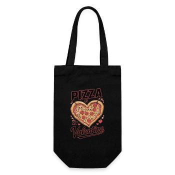 Pizza is my Valenine - Gift Bag for Bottles - black - Front