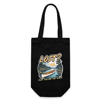 Canoeing Lost Just Follow The River Loves Boating - Gift Bag for Bottles - black - Front