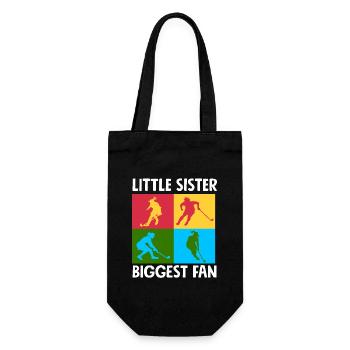 Kleine Schwester Feldhockey Spieler Fan - Geschenkbeutel für Flaschen - Schwarz - Vorne