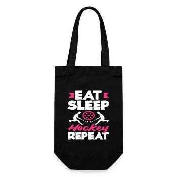 Feldhockeyspieler Eat Sleep Hockey Repeat - Geschenkbeutel für Flaschen - Schwarz - Vorne