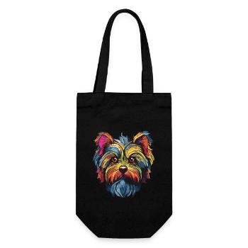 Yorkshire Terrier Dog Portrait - Gift Bag for Bottles - black - Front