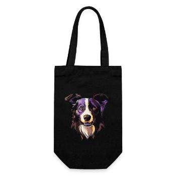 Border Collie Hund Porträt - Geschenkbeutel für Flaschen - Schwarz - Vorne