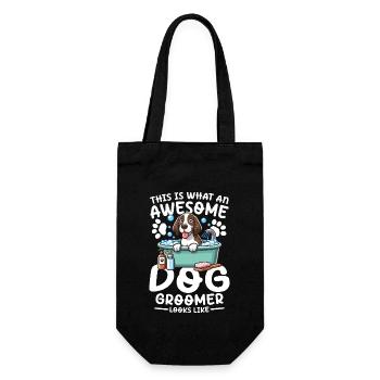 This Is What An Awesome Dog Groomer Looks Like - Geschenkbeutel für Flaschen - Schwarz - Vorne