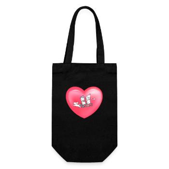 Niedlicher Winter Schlittenfahren Herz Ballon Cute - Geschenkbeutel für Flaschen - Schwarz - Vorne