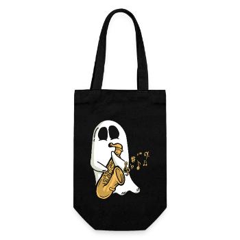 Saxophone Halloween Ghost - Geschenkbeutel für Flaschen - Schwarz - Vorne