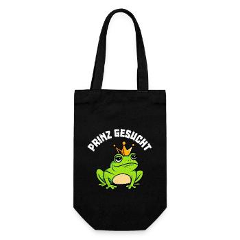 Karneval Frosch PRINZ GESUCHT Lustiges Kostüm - Geschenkbeutel für Flaschen - Schwarz - Vorne