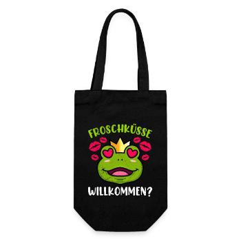 Faschings Party FROSCHKÜSSE WILLKOMMEN? Lustiges - Geschenkbeutel für Flaschen - Schwarz - Vorne