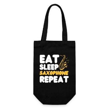 Saxophone Eat Sleep Saxophone - Geschenkbeutel für Flaschen - Schwarz - Vorne