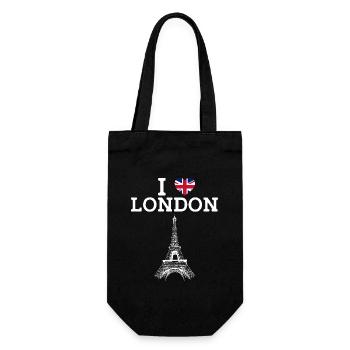 I Love London Eiffelturm Paris Frankreich Herz Flagge - Geschenkbeutel für Flaschen - Schwarz - Vorne