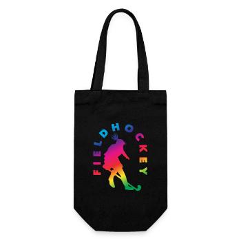 Feldhockey Spieler Silhouette Regenbogen Effekt - Geschenkbeutel für Flaschen - Schwarz - Vorne