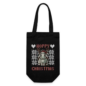 Merry Christmas Bunny Reindeer Knit Look - Gift Bag for Bottles - black - Front