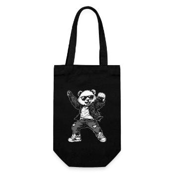 Cool dancing panda with sunglasses and jacket - Gift Bag for Bottles - black - Front