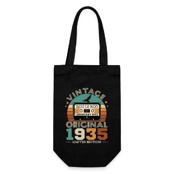 1935 Vintage Retro 90 Year Birthday Gift - Gift Bag for Bottles - black - Front