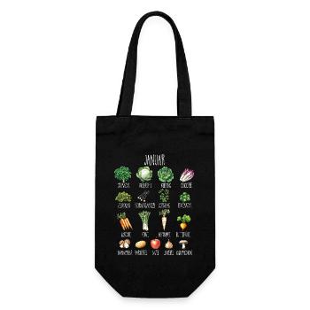 January Seasonal Vegetables and Fruits Collage - Gift Bag for Bottles - black - Front