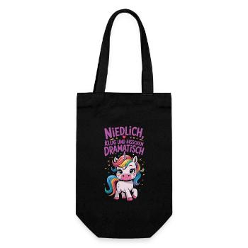 Niedlich, Klug und Dramatisch Einhorn - Geschenkbeutel für Flaschen - Schwarz - Vorne