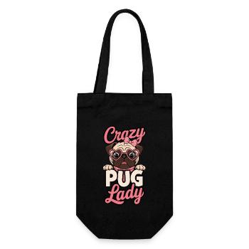 Crazy Pug Lady - Gift Bag for Bottles - black - Front