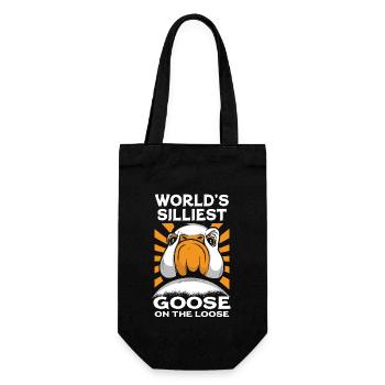 Die dümmste Gans der Welt auf freiem Fuß - Geschenkbeutel für Flaschen - Schwarz - Vorne
