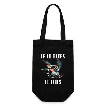 If It Flies It Dies Jagdente Humor Natur - Geschenkbeutel für Flaschen - Schwarz - Vorne
