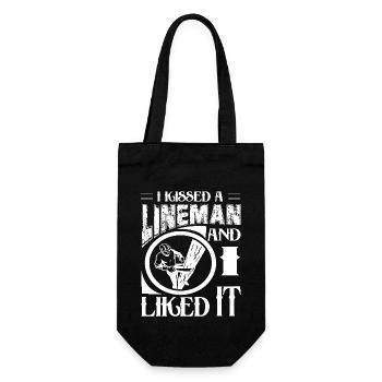 Lineman I Kissed A Lineman And I Liked It - Gift Bag for Bottles - black - Front