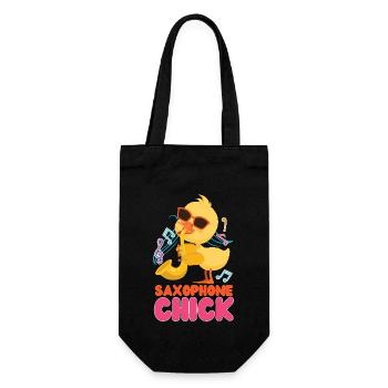 Saxophone Girl Chicken Saxophone - Geschenkbeutel für Flaschen - Schwarz - Vorne