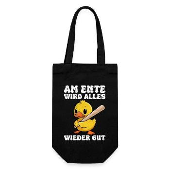 Fasching AM ENTE WIRD ALLES WIEDER GUT Lustiges - Geschenkbeutel für Flaschen - Schwarz - Vorne