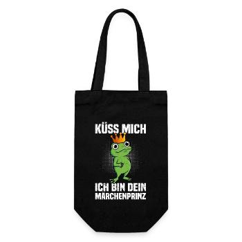 Karneval Frosch KÜSS MICH BIN DEIN MÄRCHENPRINZ - Geschenkbeutel für Flaschen - Schwarz - Vorne