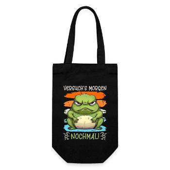 Froschkostüm VERSUCHS MORGEN NOCHMAL Lustiges - Geschenkbeutel für Flaschen - Schwarz - Vorne
