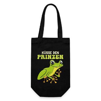Froschkostüm KÜSS DEN PRINZEN Lustiges Faschings - Geschenkbeutel für Flaschen - Schwarz - Vorne