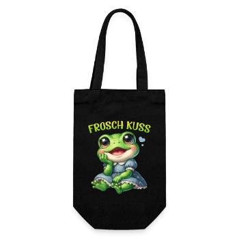 Karneval Kostüm FROSCH KUSS Lustiges Frosch - Geschenkbeutel für Flaschen - Schwarz - Vorne
