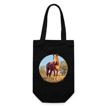 Pferde Pferd - Geschenkbeutel für Flaschen - Schwarz - Vorne