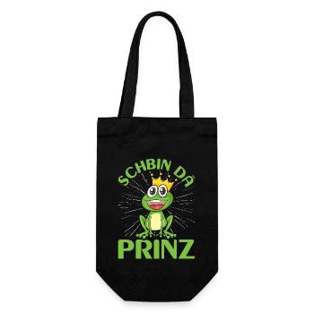 Karneval Kostüm Party SCHBIN DA PRINZ Lustiges - Geschenkbeutel für Flaschen - Schwarz - Vorne