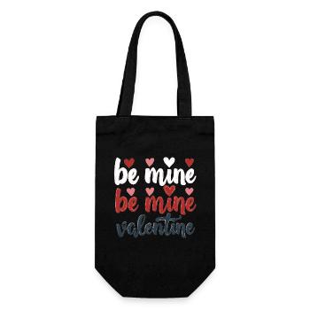 Be Mine Valentinstag Romantisches Outfit mit Herz - Geschenkbeutel für Flaschen - Schwarz - Vorne