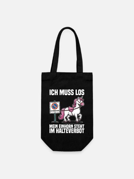 Ich muss los mein Einhorn steht im Halteverbot - Geschenkbeutel für Flaschen - Schwarz