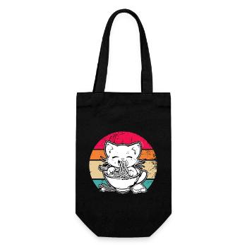 Anime Ramen Essen funny Geschenk Design - Geschenkbeutel für Flaschen - Schwarz - Vorne