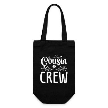 Cousin, Crew, Familientreffen, Cousins und Cousinen - Geschenkbeutel für Flaschen - Schwarz - Vorne