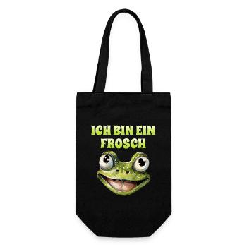 Froschkostüm ICH BIN EIN FROSCH Karneval - Geschenkbeutel für Flaschen - Schwarz - Vorne