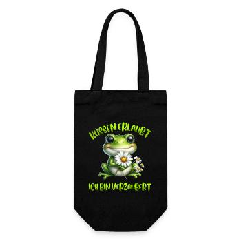Karneval Frosch KÜSSEN ERLAUBT BIN VERZAUBERT - Geschenkbeutel für Flaschen - Schwarz - Vorne