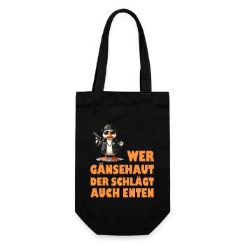 Faschingskostüm WER GÄNSEHAUT DER SCHLÄGT AUCH - Geschenkbeutel für Flaschen - Schwarz - Vorne