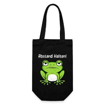 Faschings Party ABSTAND HALTEN! Genervter Frosch - Geschenkbeutel für Flaschen - Schwarz - Vorne