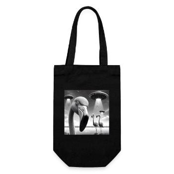 Flamingo Sci-fi Funny Graphic Selfie with UFOs Wei - Gift Bag for Bottles - black - Front