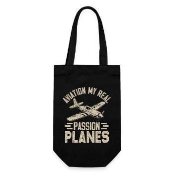 Luftfahrt meine wahre Leidenschaft: Flugzeuge - Geschenkbeutel für Flaschen - Schwarz - Vorne