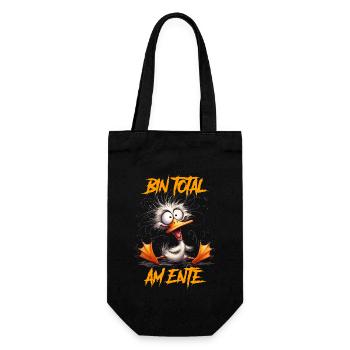 Karneval Ente BIN TOTAL AM ENTE Lustiges - Geschenkbeutel für Flaschen - Schwarz - Vorne